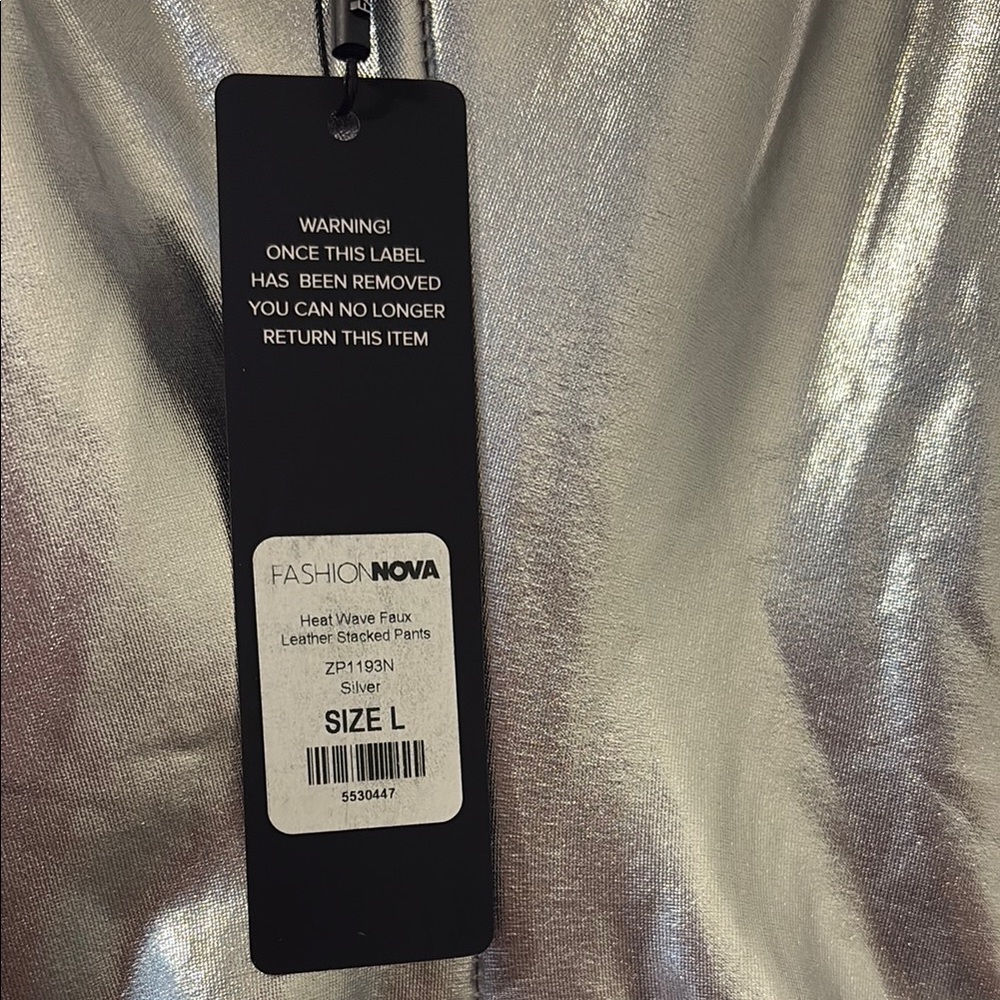 Silver Metallic Ruched Pants - Picture 2 of 2